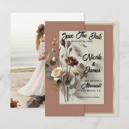 Mocha Mousse Modern Botanischer Blumenstrauß Save  Einladung