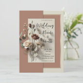 Mocha Mousse Moderne Botanische Blumenhochzeit Einladung (Stehend Vorderseite)