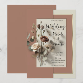 Mocha Mousse Moderne Botanische Blumenhochzeit Einladung