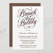 Mocha Mousse Paint Calligraphy Brunch & Bubbly Einladung (Vorne/Hinten)