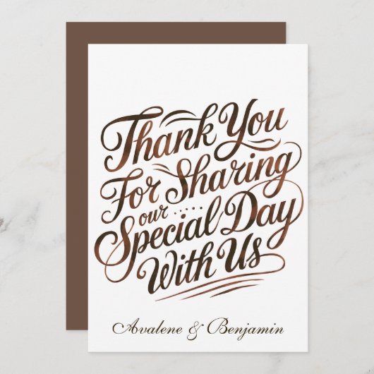 Mocha Mousse Paint Calligraphy Danke Karten (Vorne/Hinten)