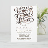 Mocha Mousse Paint Writing Wedding Couples Dusche Einladung (Stehend Vorderseite)