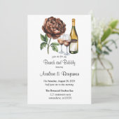 Mocha Mousse Peony Brunch & Bubbly Einladung (Stehend Vorderseite)