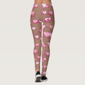 Mocha Mousse Pink Hearts Couples Valentine Leggings (Rückseite)