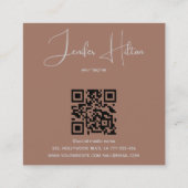 Mocha Mousse QR-Code minimalistisches Monogramm Quadratische Visitenkarte (Rückseite)