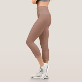 Mocha Mousse Trendy Elegant Solid Color Capri Leggings