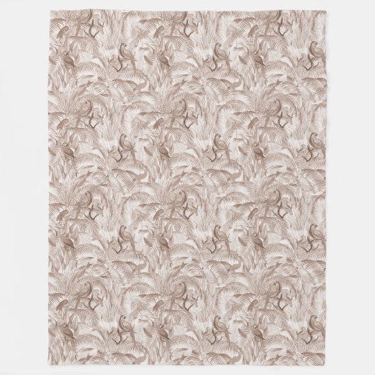 Mocha Mousse Tropical Birds and Palm Blätter Fleecedecke (Vorderseite)