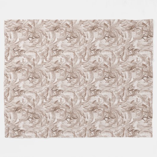 Mocha Mousse Tropical Birds and Palm Blätter Fleecedecke (Vorderseite (Horizontal))