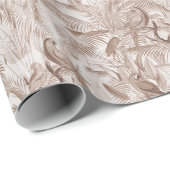 Mocha Mousse Tropical Birds and Palm Blätter Geschenkpapier (Rolleneckpunkt)