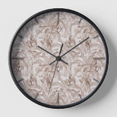Mocha Mousse Tropical Birds and Palm Blätter Uhr (Vorderseite)