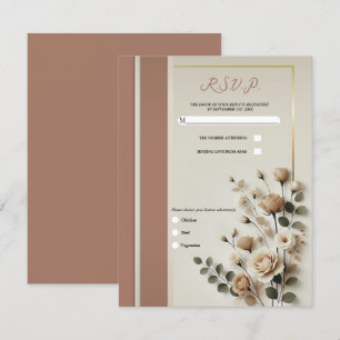 Mocha Mousse und Bone White Neutral Floral RSVP Einladung