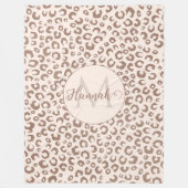 Mocha Mousse und Cream Tan Leopard Muster Fleecedecke (Vorderseite)