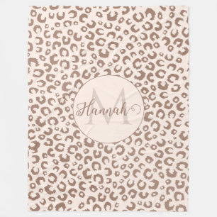 Mocha Mousse und Cream Tan Leopard Muster Fleecedecke