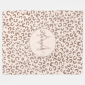 Mocha Mousse und Cream Tan Leopard Muster Fleecedecke (Vorderseite (Horizontal))