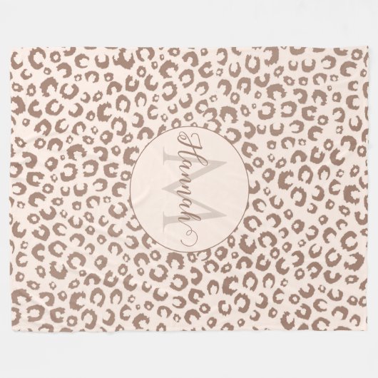 Mocha Mousse und Cream Tan Leopard Muster Fleecedecke (Vorderseite (Horizontal))