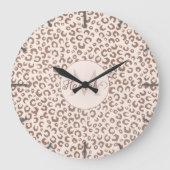Mocha Mousse und Cream Tan Leopard Muster Große Wanduhr (Vorderseite)