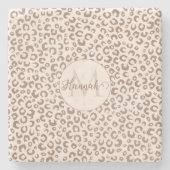 Mocha Mousse und Cream Tan Leopard Muster Steinuntersetzer (Vorderseite)