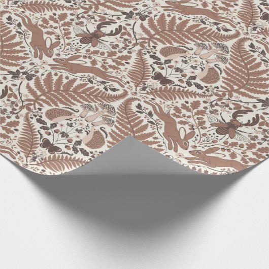 Mocha-Mousse, Wald/Waldtiere und Pflanze Geschenkpapier (Ecke)
