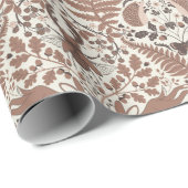 Mocha-Mousse, Wald/Waldtiere und Pflanze Geschenkpapier (Rolleneckpunkt)