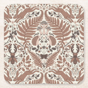 Mocha-Mousse, Wald/Waldtiere und Pflanze Rechteckiger Pappuntersetzer