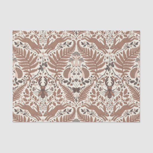 Mocha-Mousse, Wald/Waldtiere und Pflanze Seidenpapier (Vorderseite)