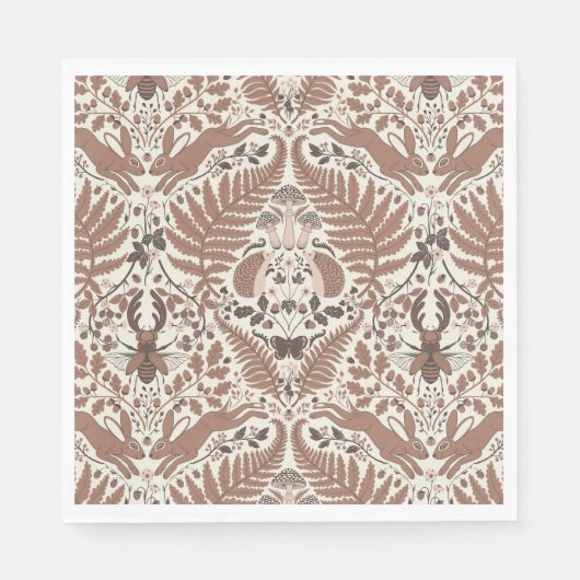 Mocha-Mousse, Wald/Waldtiere und Pflanze Serviette (Vorderseite)