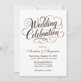 Mocha Mousse Watercolor Calligrafy Wedding Einladung
