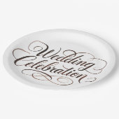 Mocha Mousse Watercolor Hochzeittypografie Pappteller (Schrägansicht)