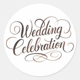 Mocha Mousse Watercolor Hochzeittypografie Runder Aufkleber