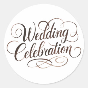 Mocha Mousse Watercolor Hochzeittypografie Runder Aufkleber