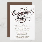 Mocha Mousse Watercolor Writing Engagement Party Einladung (Vorne/Hinten)