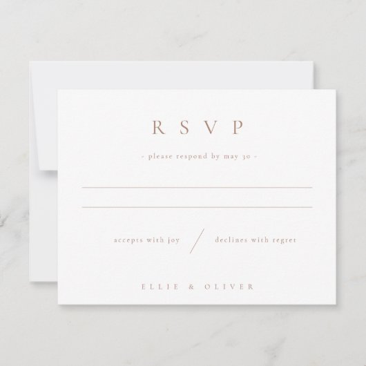 Mocha Mousse & White Boho Foto Hochzeit Modern RSVP Karte (Vorderseite)
