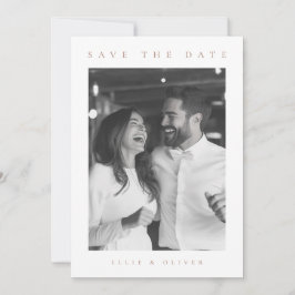 Mocha Mousse & White Boho Foto Save the Date Einladung