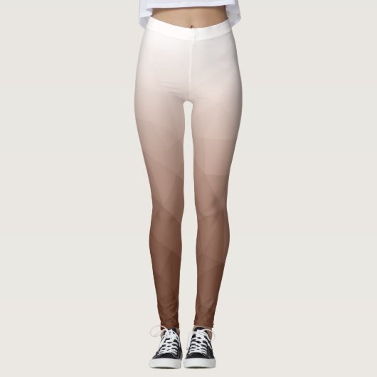 Mocha Mousse White Gradient Geometric Mesh Pattern Leggings (Vorderseite)