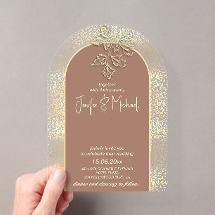 Mocha-Mousse zarte romantische goldene Konfetti-Bl Acryleinladungen