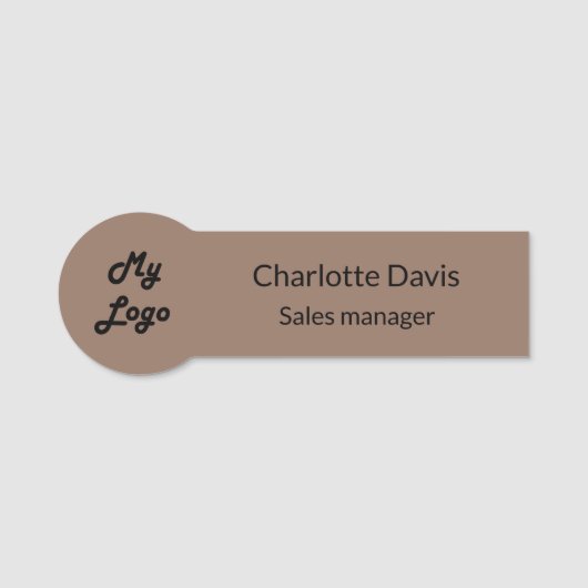 Mocha murmelte das braune Firmenlogo, magnetischer Namensschild (Vorderseite)