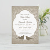 Mocha Nouveau Floral Frame Brautparty laden Einladung (Stehend Vorderseite)