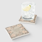 Mocha Peach Floral Frame Bibel Verse Steinuntersetzer (Seitenansicht)