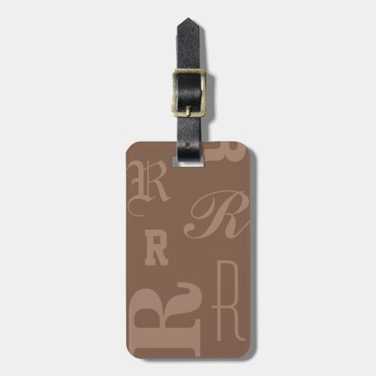 Mocha personalisiertes Monogramm, Typografie-Initi Gepäckanhänger (Vorderseite vertikal)