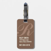 Mocha personalisiertes Monogramm, Typografie-Initi Gepäckanhänger (Rückseite vertikal)