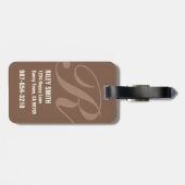 Mocha personalisiertes Monogramm, Typografie-Initi Gepäckanhänger (Rückseite horizontal)