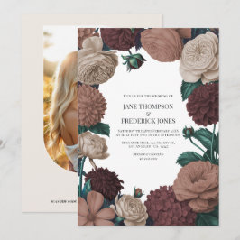 Mocha-Pflaume, Beeren-Ton & Seidentaupe Hochzeit Einladung