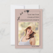 Mocha Photo Graduation Party Save the Date (Vorderseite)