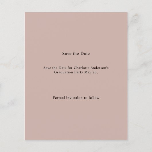 Mocha Photo Graduation Party Save the Date Flyer (Hinten)