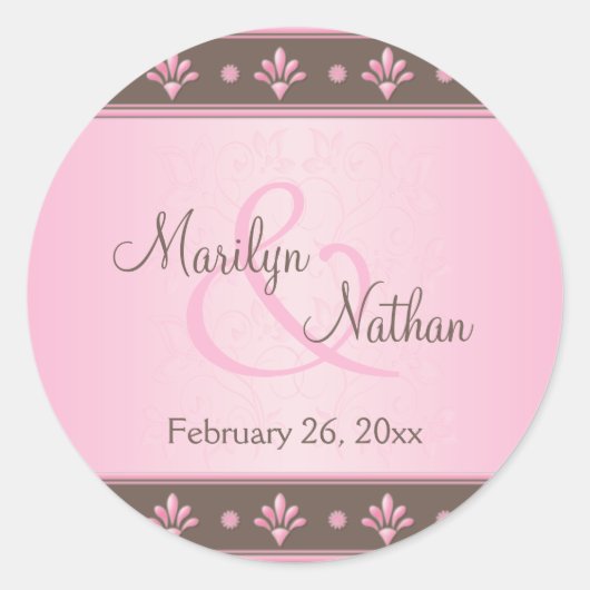 Mocha Pink Floral Mit Monogramm 1,5" Rundaufkleber Runder Aufkleber (Vorderseite)