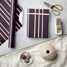 Mocha & Plum Strip Wrapping Paper