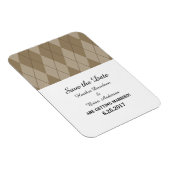 Mocha Raute Save the Date Flexi Magnet (Rechte Seite)