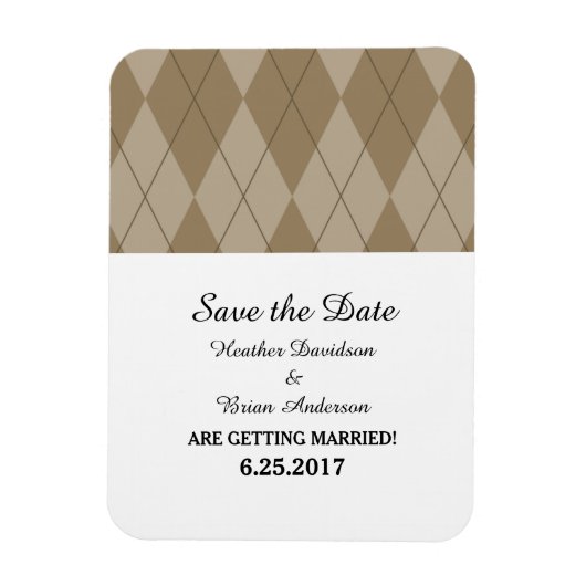 Mocha Raute Save the Date Flexi Magnet (Vertikal)
