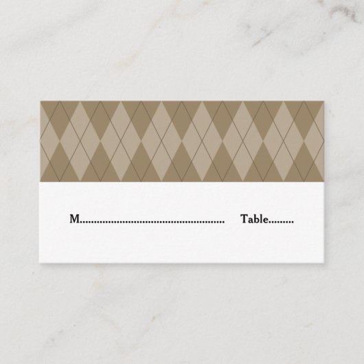 Mocha Raute Wedding Platzkarte (Vorderseite)