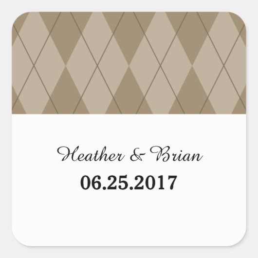 Mocha Raute Wedding Stickers (Vorderseite)